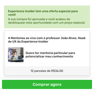 Demonstrativo do upsell no design de checkout Primefy.